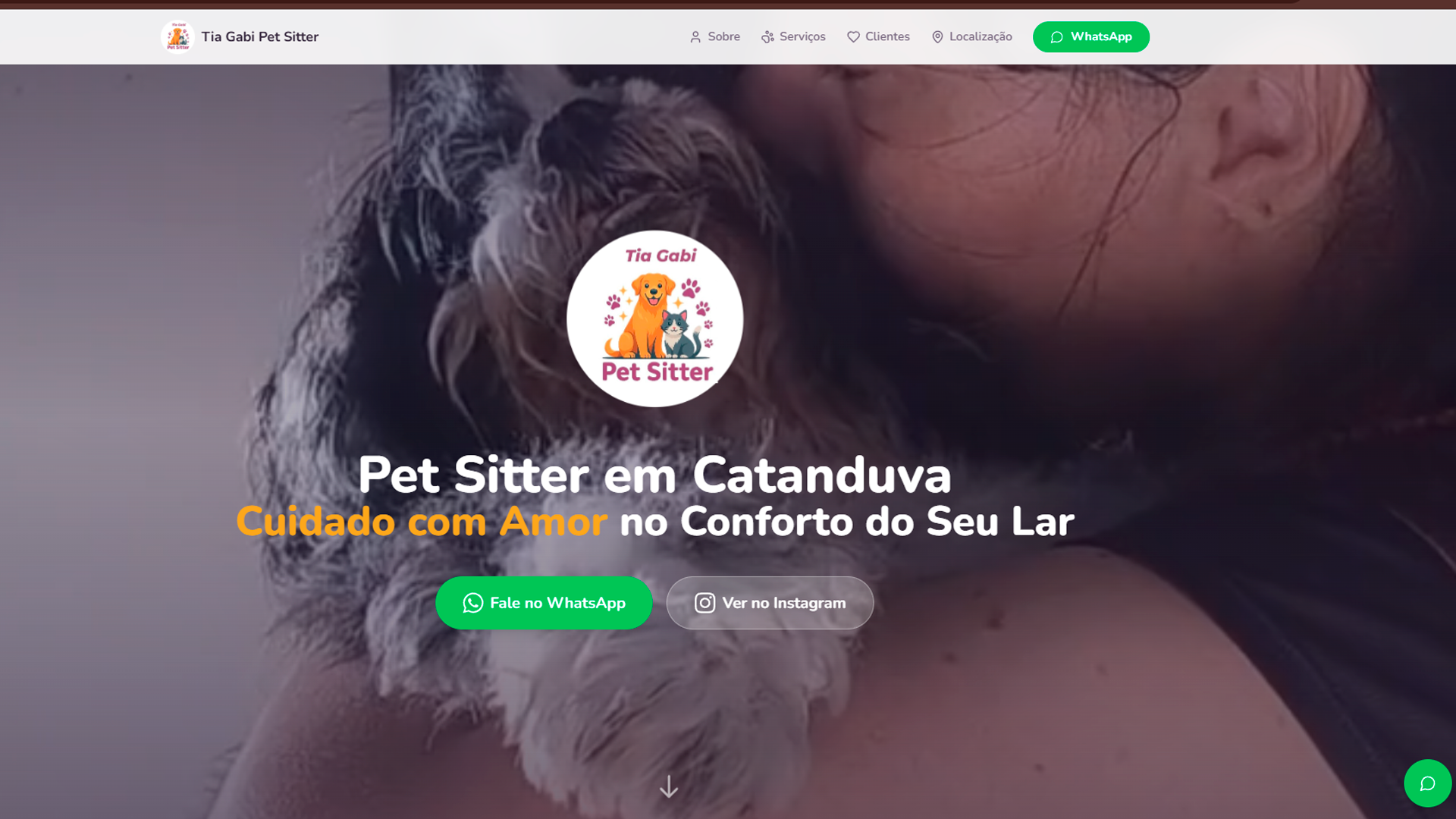 Print do site Gabi Pet Sitter