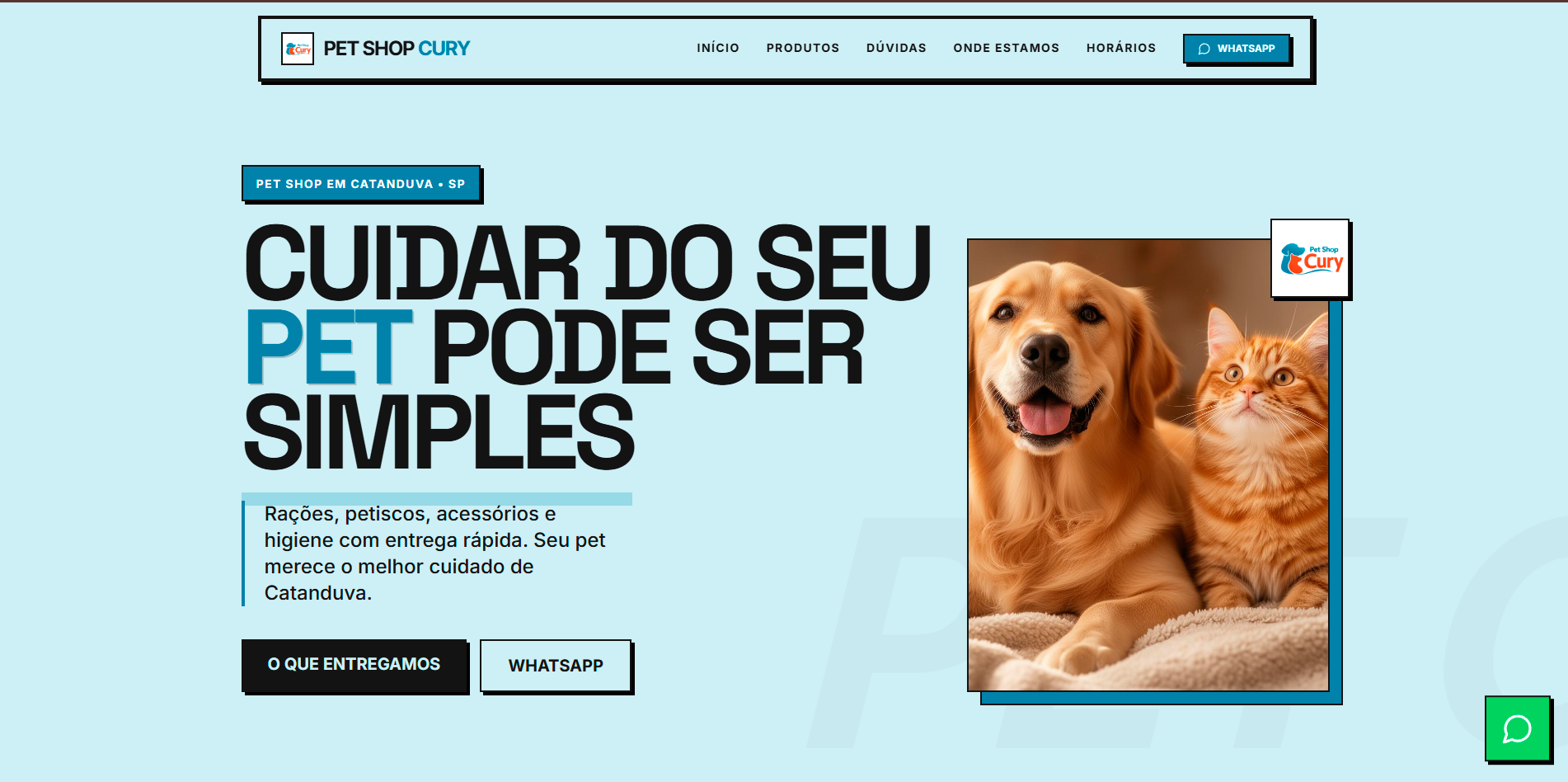 Print do site Pet Shop Cury